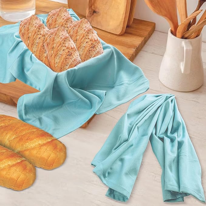 Urban Villa Kitchen Towels 100% Cotton Dish Towels for Kitchen(Set of 6) 20”x30” Dish Cloths Highly Absorbent Kitchen Linen Set with Hanging Loop Perfect for Drying Dishes Cleaning Hand Towels – Aqua