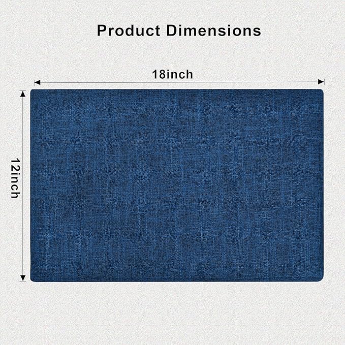 SLKQG Navy Linen Fabric Placemats Set of 8, Heat Resistant & Machine Washable Double-Layered Cloth Placemats for Dining Table, Indoor/Outdoor Use, Non-Slip Kitchen Table Mats (8, Navy)
