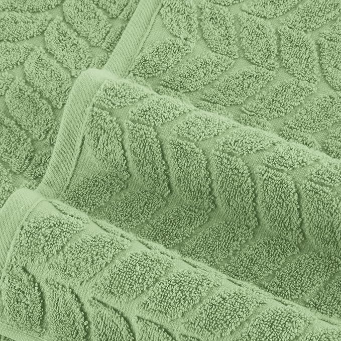 Elegant Comfort Luxury 6-Piece 100% Turkish Cotton Jacquard Braided Textured Premium Hotel Quality Towel Set– Soft and Absorbent, Includes 2 Bath Towels, 2 Hand Towels and 2 Washcloths, Sage