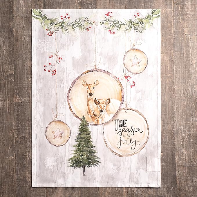 Maison d' Hermine Kitchen Towels Set of 3 100% Cotton 20" x 27.5" Reusable Cloth Tea Dish Towels Absorbent with Hanging Loop for Kitchen Dining Thanksgiving Christmas Decorations (Mountain Life)