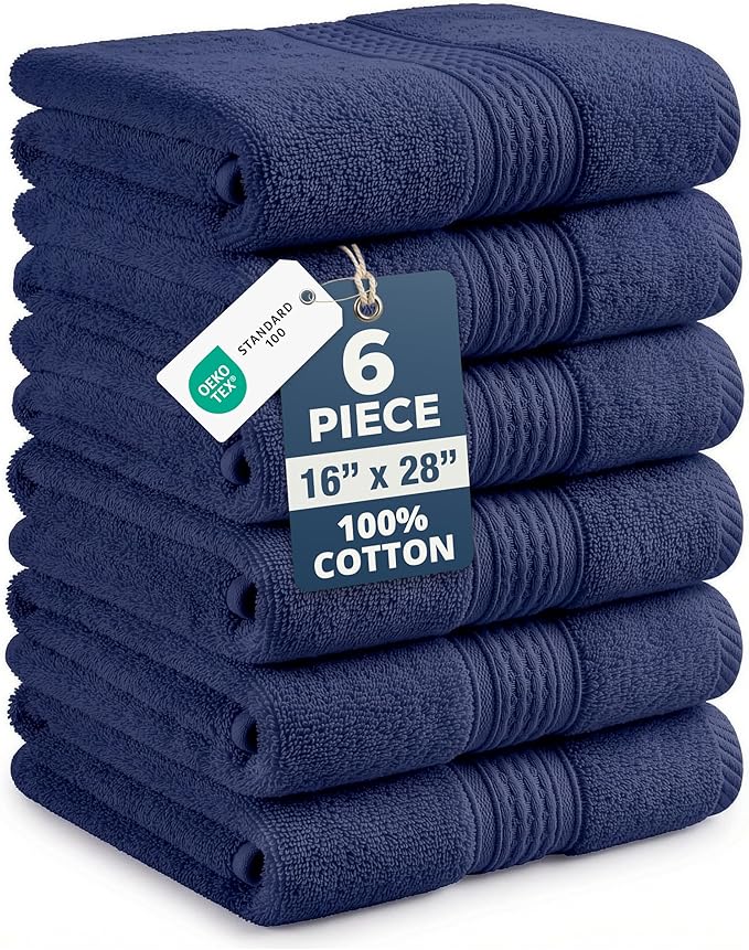 LANE LINEN Hand Towels for Bathroom Set, 6 Piece 100% Cotton Super Absorbent Bathroom Hand Towels Set, Ultra Soft Large Hand Towels, Premium Cotton Hotel Quality Towels - Multi Color