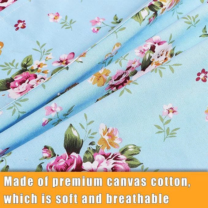 Sanlykate Extra Large Canvas Cotton Apron for Men & Women, Plus Size Durable Aprons with 2 Pockets, Adjustable Bib Machine Washable Oversized Aprons for Baking, Cooking, Painting - Blueness