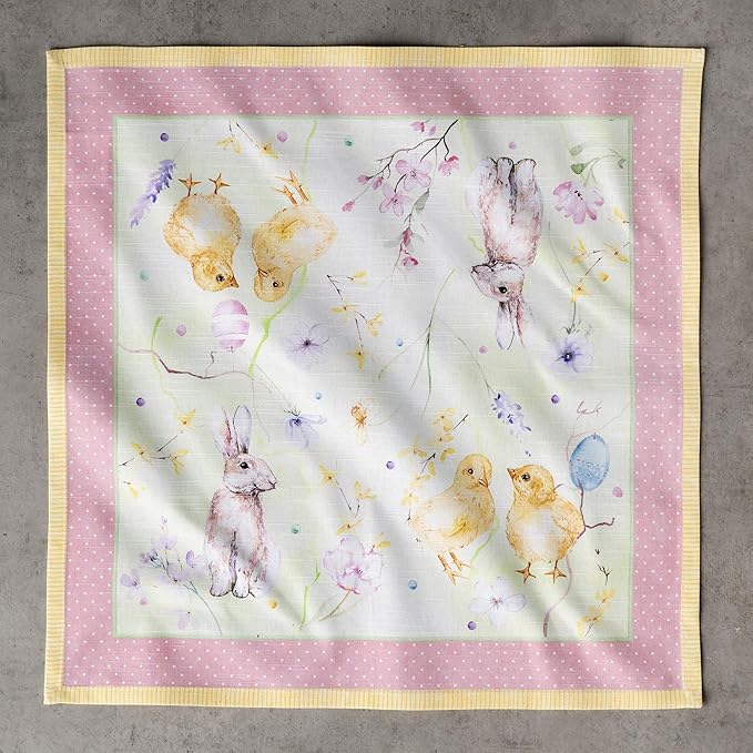Maison d' Hermine Cloth Napkins Set of 4 100% Cotton Everyday Reusable Square Napkins Cloth Washable Dinner Party Wedding Restaurant Gifts for Mothers Day Spring/Summer (Easter Zest, 20" x 20")