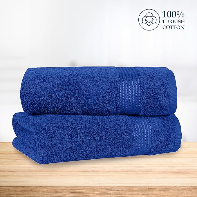 Mocassi Luxury 100% Turkish Cotton 2-Pack Bath Towel Set- Ultra Soft, Quick Dry Highly Absorbent 27 x 54 inch Premium Spa Hotel Quality 2PC Bath Towels - Luxurious Soft Bathroom Towels, Royal Blue