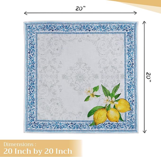 Maison d' Hermine Cloth Napkins Set of 4 100% Cotton Everyday Reusable Square Napkins Cloth Washable Dinner Party Wedding Restaurant Gifts for Mothers Day Spring/Summer (Cedrat, 20" x 20")