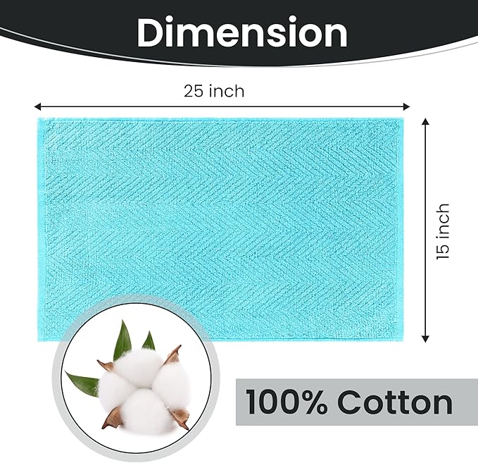 DecorRack 4 Pack 100% Cotton Kitchen Towels, 15" x 25" Absorbent Dish Towels [Premium Quality 400 GSM] Hand Towels for Kitchen, Blue (Pack of 4)