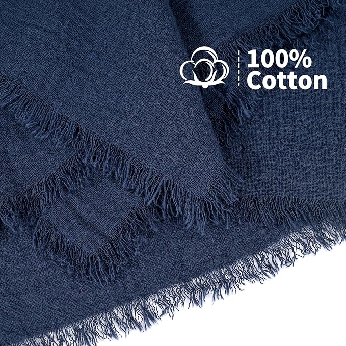 Showgeous 10 Pack Navy Blue Cloth Napkins with Fringe 16x16 inch 100% Cotton Blue Napkins Handmade Dinner Napkins Bulk Washable Soft Rustic Table Napkins for Wedding Parties Bridal Baby Shower