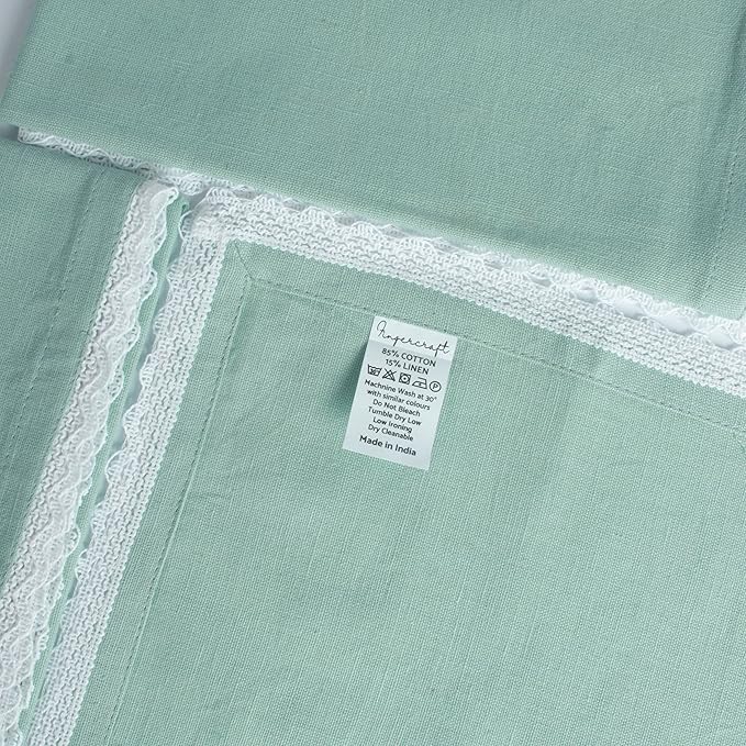 Fingercraft Dinner Cloth Napkin Cotton Linen Set of 12 Mitered Corners with Natural Elegant Lace for Everyday Use Napkins are Pre Shrunk and Good Absorbency with Lace 20x20 in Aqua Easter Color