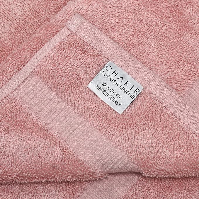 Chakir Turkish Linens 100% Cotton Premium Turkish Towels for Bathroom | 16'' x 30'' (4-Piece Hand Towel, Pink)