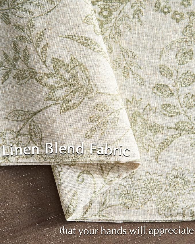 JINCHAN Linen Floral Placemats Set of 4 Cloth Table Mats Rustic Cottagecore Botanical Outdoor Seasonal for Kitchen Dining Table Decor Non-Slip Washable Tablemats 13x19 Inch Green