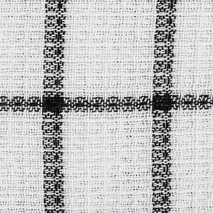 DII Scrubber Dishcloths Collection Windowpane Dishrag Set, 12x12, White/Black Stripe, 6 Piece