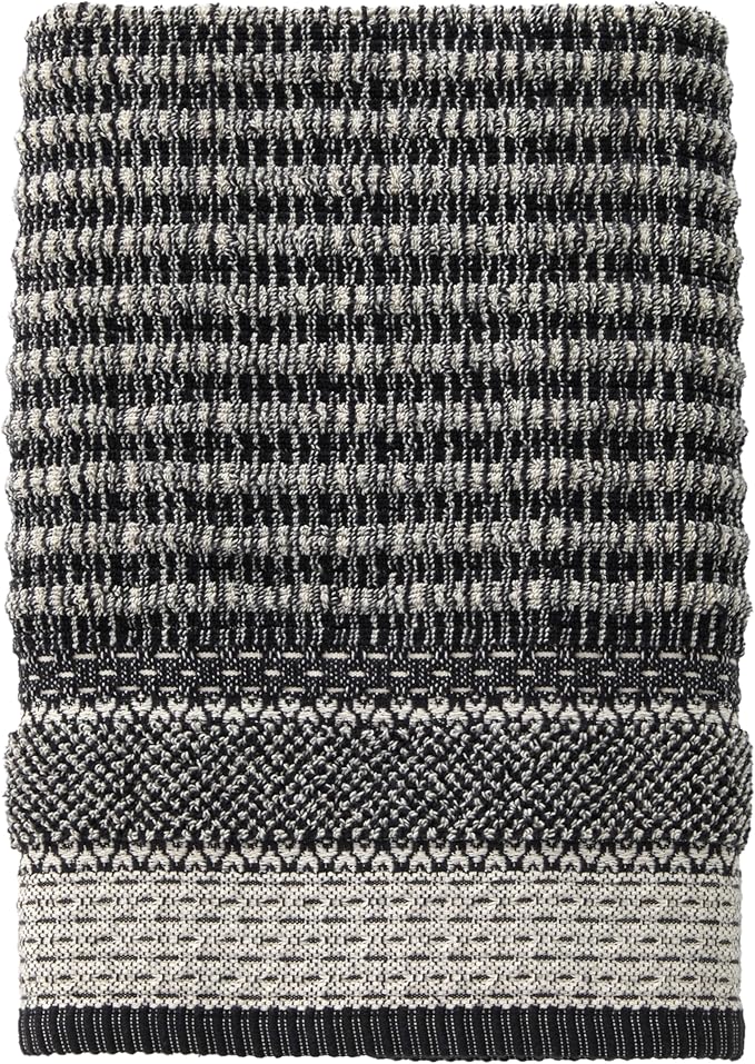 SKL Home Lewis 100% Cotton Premium Bath Towel, 600 GSM, Soft & Absorbent, Reversible Jacquard, Black
