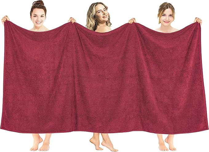 American Soft Linen 100% Cotton 600 GSM Turkish 40x80 Oversized Bath Towel Sheet, Extra Large Adult Towels for Bathroom, Bordeaux Red Bath Sheet