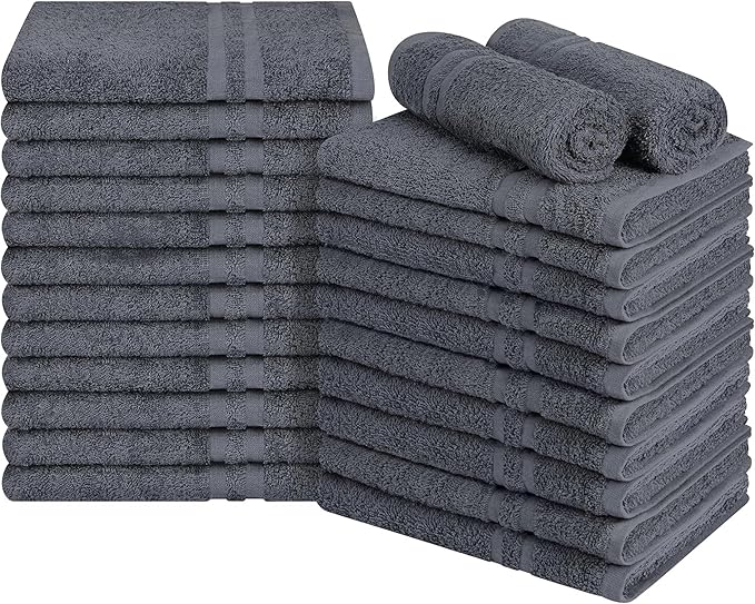 Premium 100% Cotton Hand Towels Set of 24 – Quick-Dry, Lightweight, Not Bleach Proof, Absorbent, Bathroom, Salon, Spa & Gym Towels – 16x27 Inch