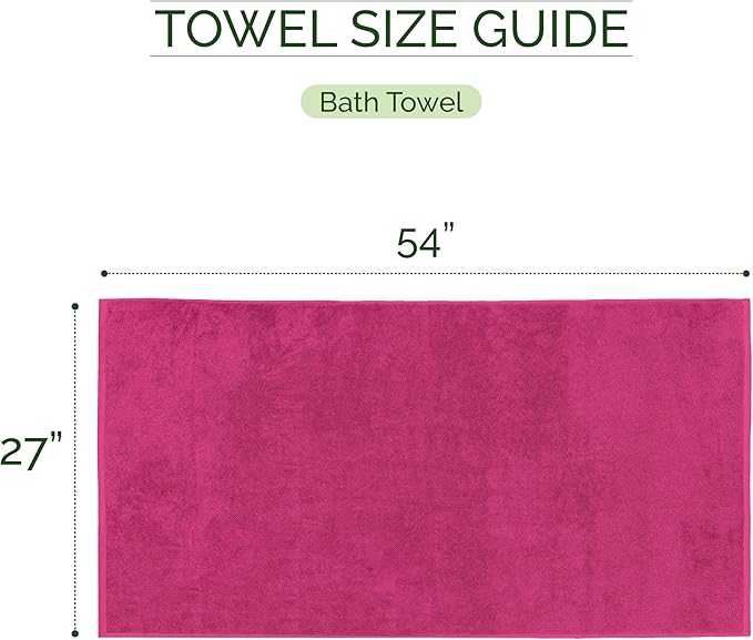 Elegant Comfort Three Line Popcorn Towel Set for Bathroom 27 x 54 inches, Premium Hotel Quality 2-Pack Bath Towels, 100% Turkish Cotton, Soft and Durable, Quick Dry and Highly Absorbent, Hot Pink