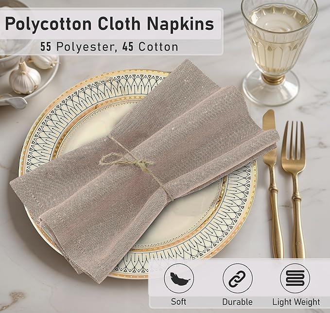Ruvanti Cloth Napkins Set of 6, 18x18 Reusable Napkins Cloth Washable, Soft & Durable Table Napkin, Poly Cotton Fabric Dinner Napkins for Parties, Christmas, Thanksgiving, Weddings - Rust