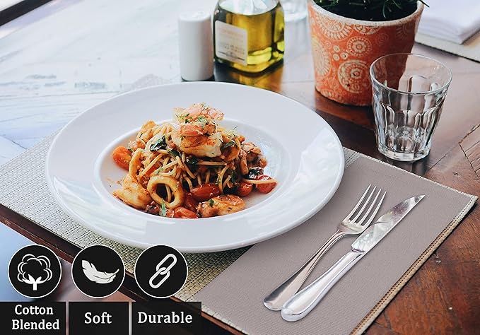 Ruvanti Cloth Napkins Set of 6, 18x18 Inches Napkins Cloth Washable, Soft, Durable, Absorbent, Cotton Blend. Table Dinner Napkins Cloth for Hotel, Lunch, Restaurant, Wedding Parties - Coffee Grey