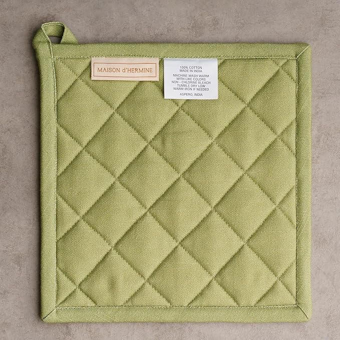Maison d' Hermine Pot Holders 100% Cotton Heat Resistant Potholders 8" x 8" Hot Pads with Loop for Thanksgiving Christmas Decorations BBQ Cooking Baking Handling Hot Pans (Pack of 1, Mountain Life)