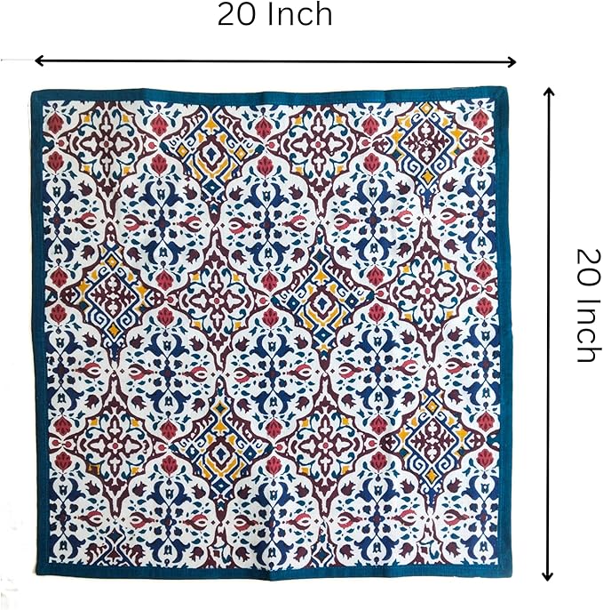 FINGERCRAFT Cloth Napkins, Set of 12 Cotton Linen Blend Printed Dinner Napkins Cloth Mitered Corner Perfect for Parties Dinners Weddings Cocktail Christmas Easter 20x20 Antique