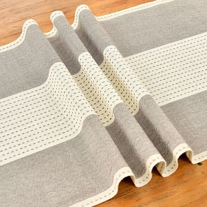 Wracra Linen Table Runner, Farmhouse Macrame Table Runners 90 Inches Long for Dining Table Decor, Wedding, Party and Dresser Decor (Dark Coffee,90")
