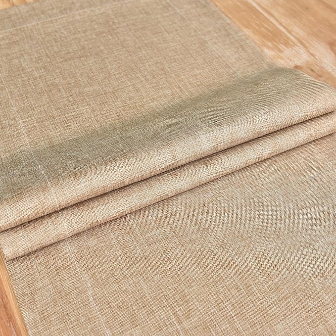 NEWISHER Farmhouse Rustic Table Runner Solid Flaxen Rectangular Table Runners Faux Linen Table Runner for Everyday Use Kitchen Dining Party Table 13x36 Inch