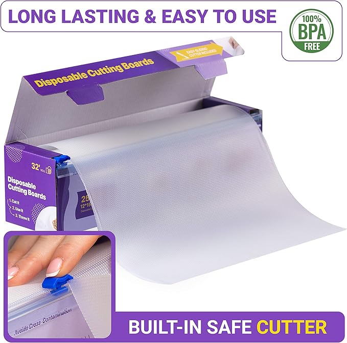 Disposable Plastic Cutting Board Sheets for BBQ & Camping - Large Flexible Chopping Boards - Cutting Mats for Kitchen and Outdoor 32'