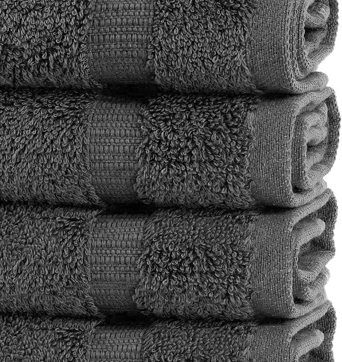 Chakir Turkish Linens | Hotel & Spa Quality 100% Cotton Premium Turkish Towels | Soft & Absorbent (4-Piece Washcloths, Dark Gray)