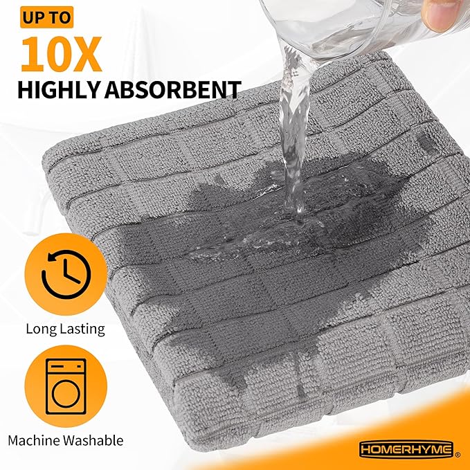 Microfiber Hand Bath Towels, 6 Pack 25''*15'' Grey Bathroom Hand Towels, All-Purpose Quick Dry Lint Free Soft Absorbent Checkered Washcloth Fingertip Towels Bulk for Travel Gym Hotel