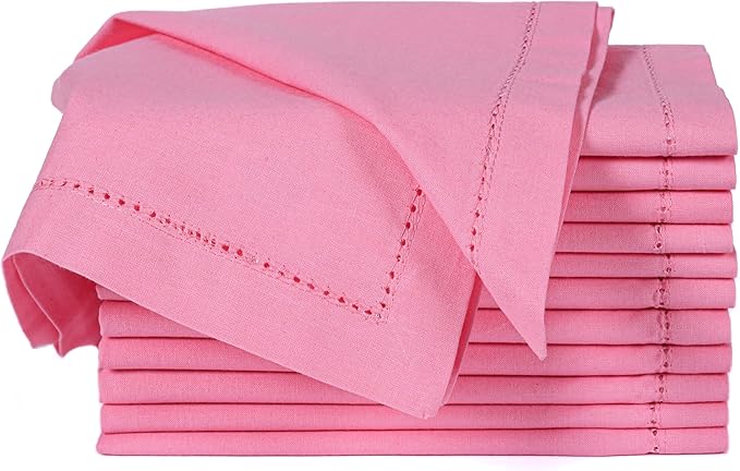 ALPHA Living HOME Cotton Cloth Napkins Set of 12, 18x18 Cotton Napkin Cloth Washable, Soft, Reusable Napkins for Wedding, Parties, Christmas, Thanksgiving, Everyday Use (Sherbet)