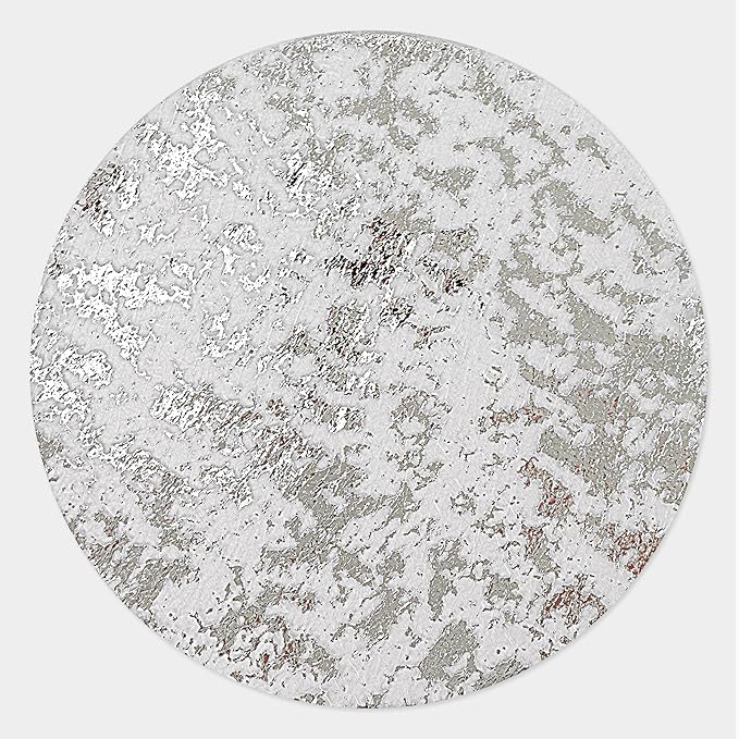 Snowkingdom Silver Disposable Placemats Set of 50 Foil Mesh 13 Inch Round Table Mates Bulk 50 Pack Silver Doilies for Dining Table Wedding Birthday Party Holiday Home Decoration