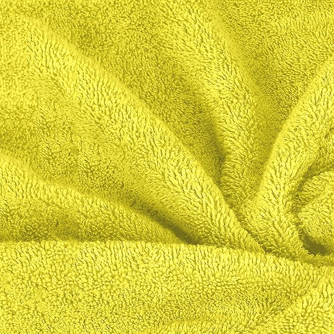 Mocassi Luxury 100% Turkish Cotton 6-Piece Towel Set - Ultra Soft, Quick Dry Highly Absorbent Premium Spa Hotel Quality Bath Towels, Includes 2 Bath Towels, 2 Hand Towels and 2 Washcloths, Yellow