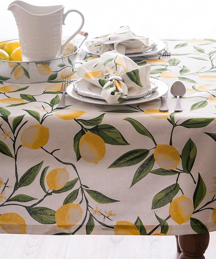 DII Lemon Bliss Tabletop Collection, Tablecloth, 52x52