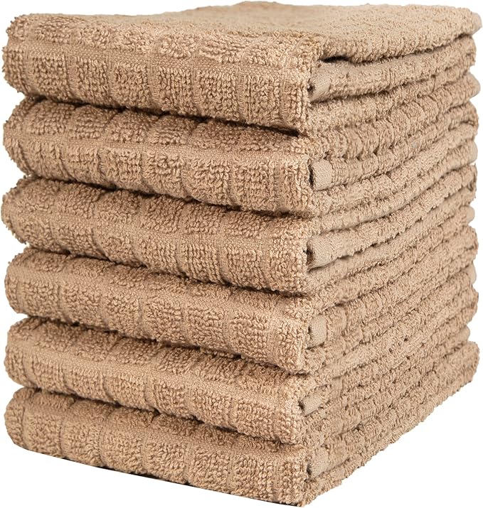 Bumble Kitchen Towels (6 Pack) | 16” x 28” | 100% Cotton Kitchen Towels | 385 GSM | Soft, Highly Absorbent & Durable Dish Towels for Kitchen | Tan