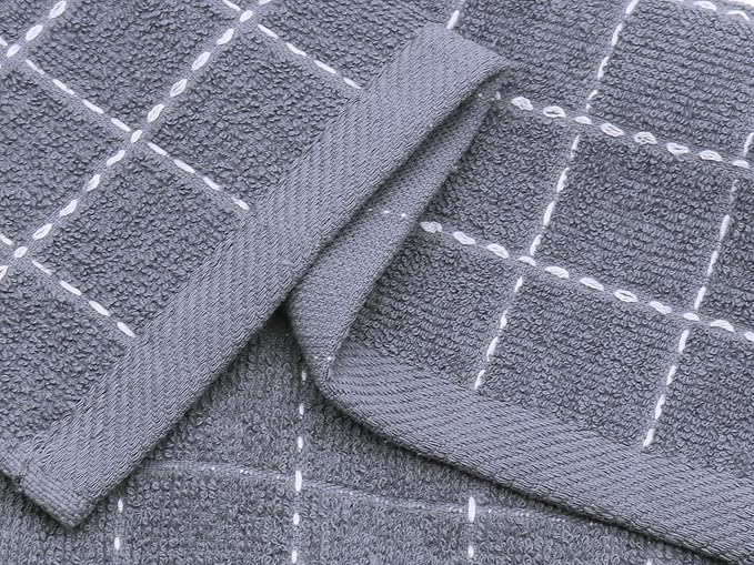 Natural Cotton Dish Cloths Waffle Weave Kitchen Towels,Ultra Absorbent Quick Drying Dish Towels, Soft Comfort Cleaning Cloth Washcloths, Set of 6 (Grey, 12 x 12 Inches)
