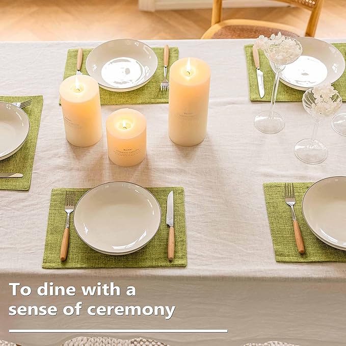 Home Brilliant Green Placemat Set of 6 Washable Place Mats Placemats Heat Resistant Table Mats for Wooden Table Dinner Spring Decor, Lime Green