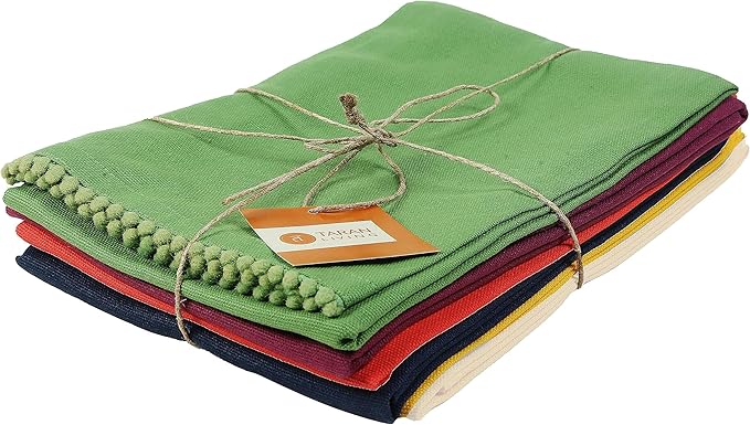 TARAN LIVING Kitchen Towels 100% Cotton Dish Cloths, Hand Towel, Dish Towel for Cleaning & Drying Tea Towels Set with Hanging Loop - 18"x 28", Pack of 6, for DIY, Christmas, Thanksgiving, Valentine.