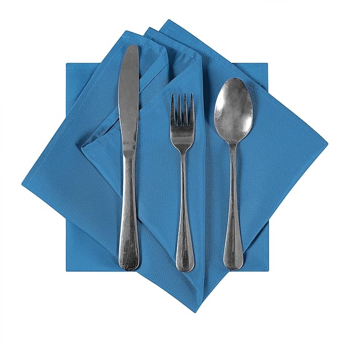 Bailarina Cloth Napkins Set of 40,17x17 inches Dinner Napkins Cloth Washable,Polyester Square Table Cloth Napkin Bulk with Hemmed Edges Ideal for Banquets, Parties and Weddings-Mediterranean Blue