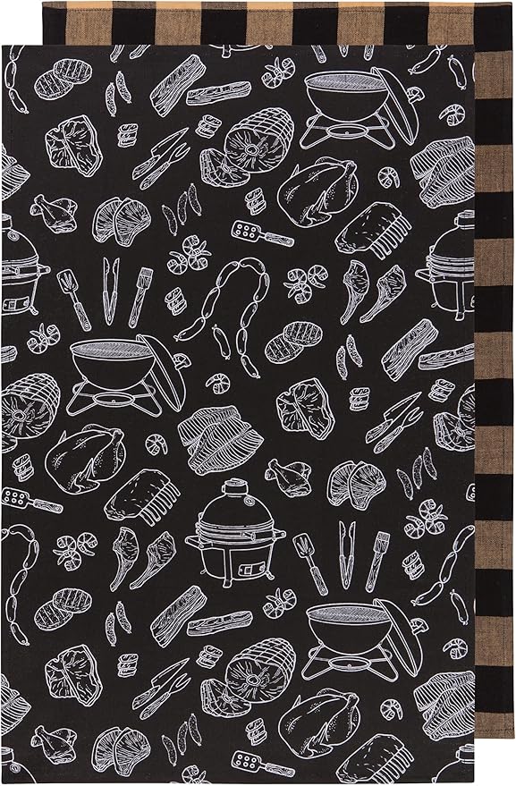 Now Designs BBQ On The Grill Printed Kitchen Towels, Set of 2, 18 x 28 inch