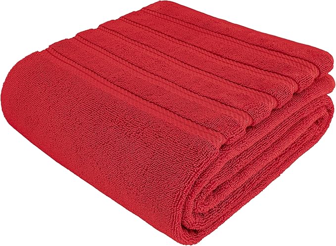 American Soft Linen 35x70 Jumbo Large Bath Towel, 600 GSM 100% Cotton Turkish Bath Sheet, Oversized Luxury Bath Towel for Bathroom Beach and Pool, Red