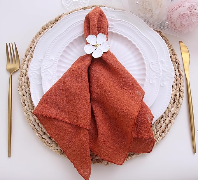 Dinner Cloth Napkins 10 Pack,Gauze Napkins 100% Natural Soft Cotton,Washable Fall Napkins for Wedding Decorative,Thanksgiving,Family Everyday Use,40 * 40cm (16 * 16 inches),Terracotta