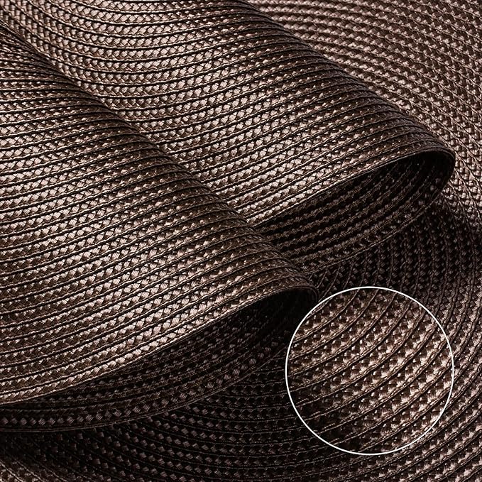 FunWheat Round Braided Placemats Set of 8 Place Mats for Dining Table Woven Washable Non-Slip Table Mats 15 Inch(Brown,8pcs)