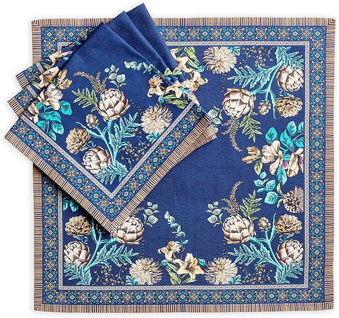 Maison d' Hermine Napkin 100% Combed Cotton Premium Set of 4 Decorative Washable Table Cloth Napkins for Dining, Home, Wedding, Banquet, Artichoke - (20”x20”)