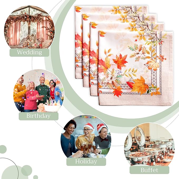 Maison d' Hermine Cloth Napkins Set of 4 100% Cotton for Thanksgiving Christmas Decorations Everyday Reusable Square Fall Napkins Cloth Washable Dinner Party (Amarante, 20"x20")
