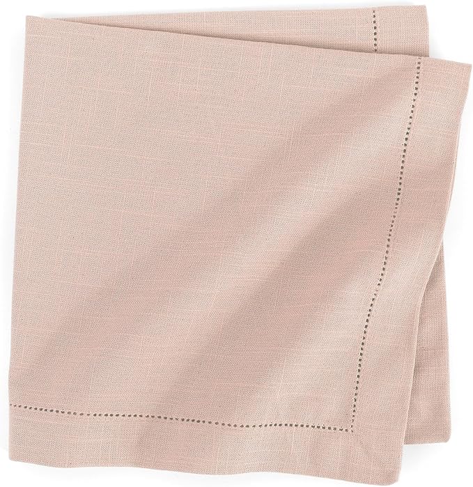 FINGERCRAFT Cloth Napkin Hemstitched 20x20 Inch Generous Picot Hem, Mitred Corner, Everyday Use Premium Quality High GSM and Good Absorbency Set of 12 Easter Color Pink