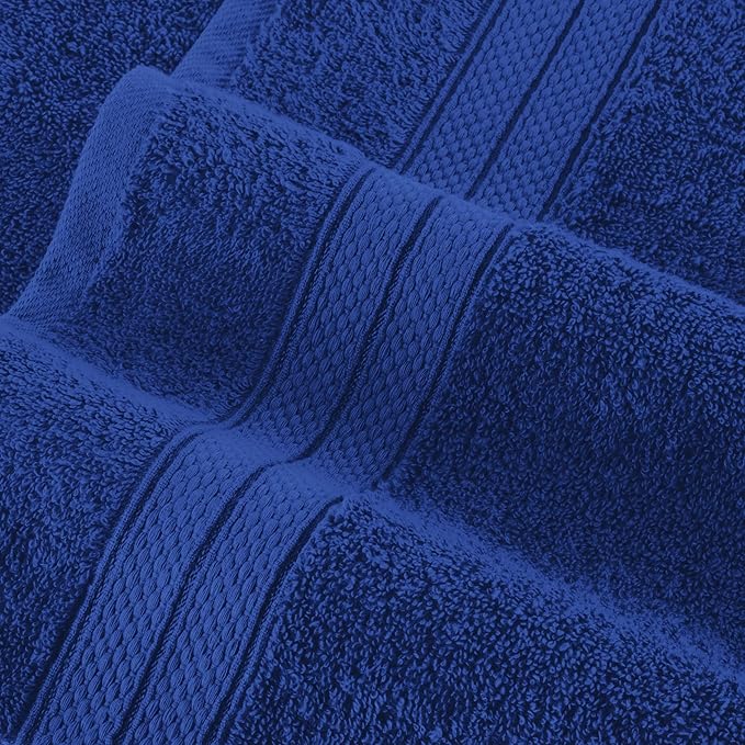 Elegant Comfort Luxury 6-Piece Towel Set, Premium Soft 100% Turkish Cotton, Three Line Popcorn Design 2 Bath Towels, 2 Hand Towels and 2 Washcloths Towel Set - Quick-Drying and Absorbent, Cobalt Blue