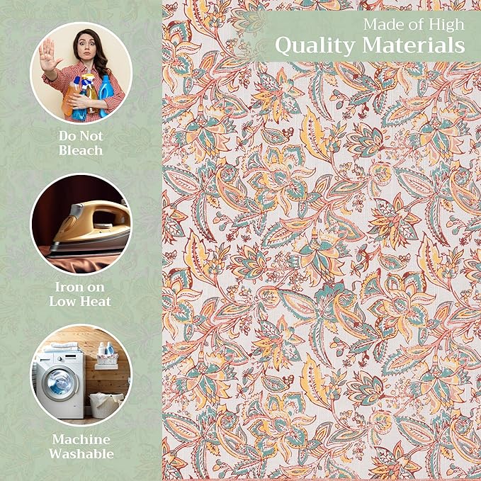 Maison d' Hermine Cloth Napkins Set of 4 100% Cotton for Thanksgiving Christmas Decorations Everyday Reusable Square Fall Napkins Cloth Washable Dinner Party (Nila, 20"x20")