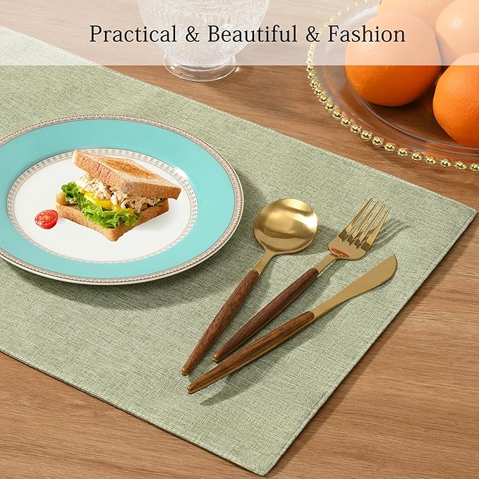 UnivoColors Set of 6 Faux Linen Placemats, Heat-Resistant & Easy-to-Clean,13"x19"for Dining Table, Kitchen, Holiday Meals (6 Colors Included)