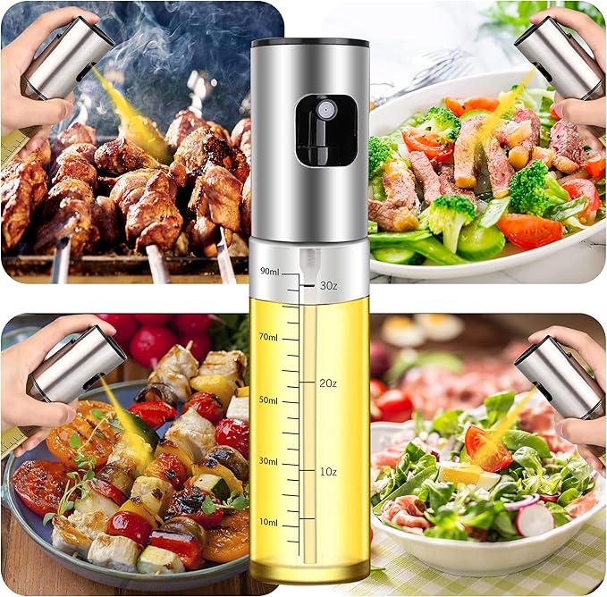 Oil Sprayer for Cooking, 2 Pack Olive Oil Sprayer Mister, Oil Spray Bottle for Kitchen, Portable Kitchen Gadget for Air Fryer, Baking, Salad, Grilling, Roasting,Olive Oil Dispenser Set