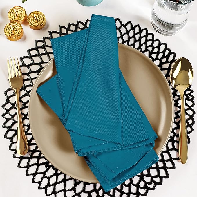 Utopia Kitchen Teal Cloth Napkins [12 Pack, 18x18 Inch] Absorbent Cotton Blend Washable and Reusable for Dinner, Restaurant, Lunch, Wedding and Hotel