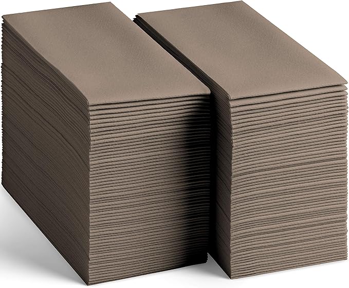 100 Linen-Feel Colored Paper Napkins - Decorative Cloth-Like Beige Dinner Napkins - Soft And Absorbent. For Kitchen, Party, Wedding, Bathroom Or Any Occasion. (Pack of 100)